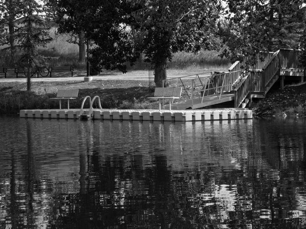 Empty dock, Carburn Park, Calgary, AB, 2024-07-28