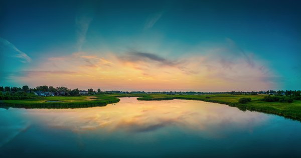 Pastel sunset, Lower Gray Pond, Strathmore, AB, 2024-07-28