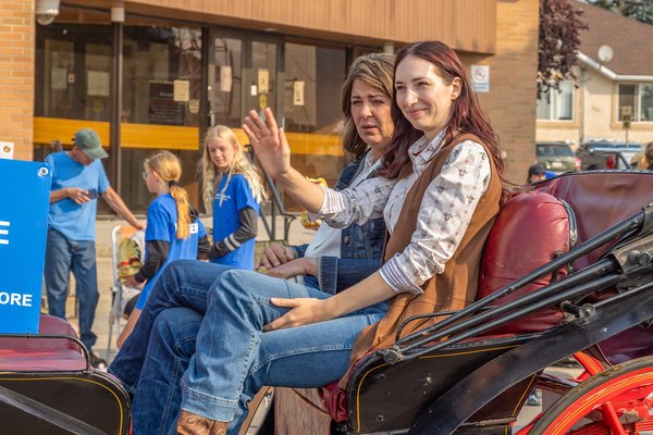 Danielle Smith and Chantelle De Jong Close-up, Strathmore Parade, Strathmore, AB, 2024-08-03