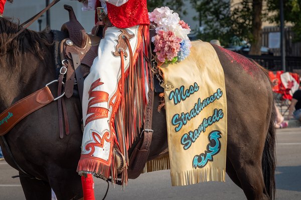 Miss Strathmore Stampede 2024 Detail, Stampede Parade, Strathmore, AB, 2024-08-03