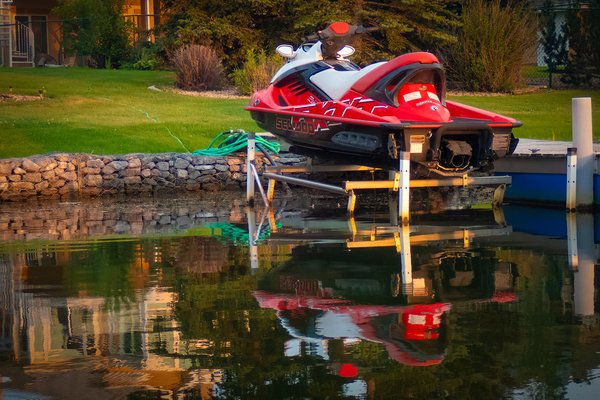 Parked jetski, Chestermere Lake, Chestermere, AB, 2024-08-16