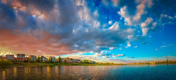 The approaching dusk, Panoramic Sunset, Chestermere Lake, Chestermere, AB, 2024-08-25
