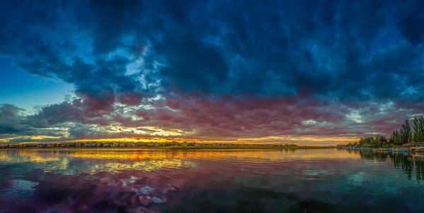 Fading through to purple, Panoramic Sunset, Chestermere Lake, Chestermere, AB, 2024-08-25