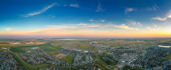 Alpenglow from on high, Looking South, Strathmore, AB, 2024-09-03