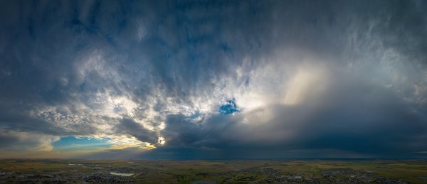 Something wicked this way comes, Looking west at dusk, Strathmore, AB, 2024-09-10