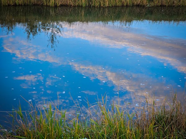 Clouds in the Canal, Thomas Drive, Strathmore, AB, 2024-09-17