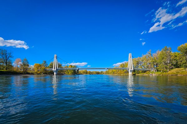 Approaching the bridge, Bow River Float, Calgary, AB, 2024-09-25