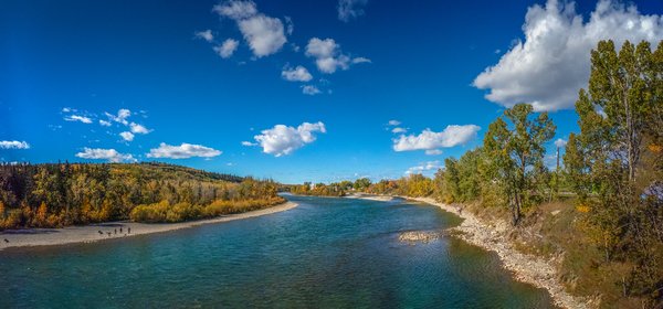 Looking west, Bow River by the Harry Booth Bridge, Calgary, AB, 2024-09-30