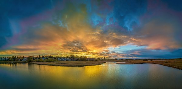Sunset, Lower Gray Pond, Strathmore, AB, 2024-10-06