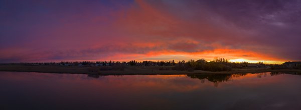 Here comes the fire, Sunrise, Lower Gray Pond, Strathmore, AB, 2024-10-26