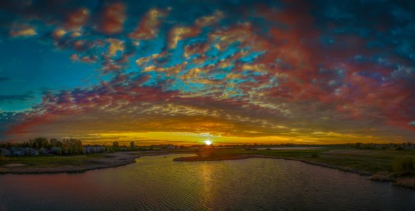 Fire, water, and wind, Lower Gray Pond, Strathmore, AB, 2025-05-23