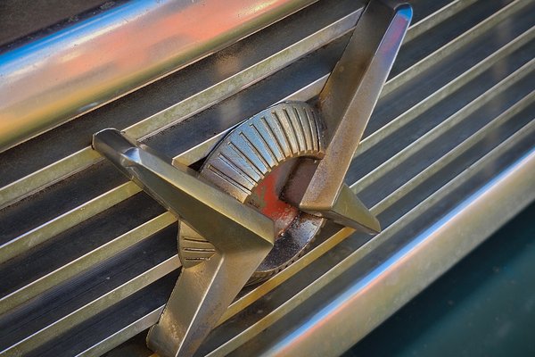 Classic Dodge grill emblem, Sunnyridge Farm, Special Areas No. 4, Alberta, 2025-09-14