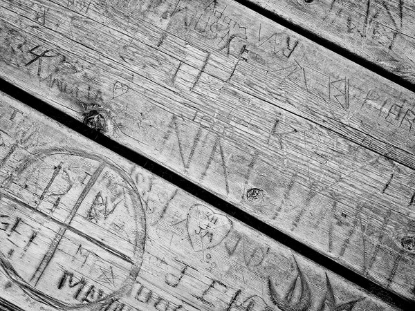 Grafitti on Picnic Table 02, Cypress Hills Provincial Park, AB, 2025-10-04