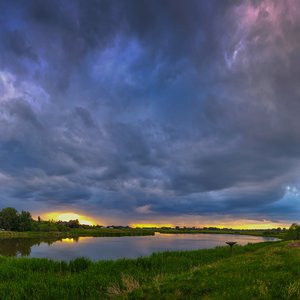 75% chance of rain, Lower Pond, Gray Park, Strathmore, Alberta. 2023-07-04