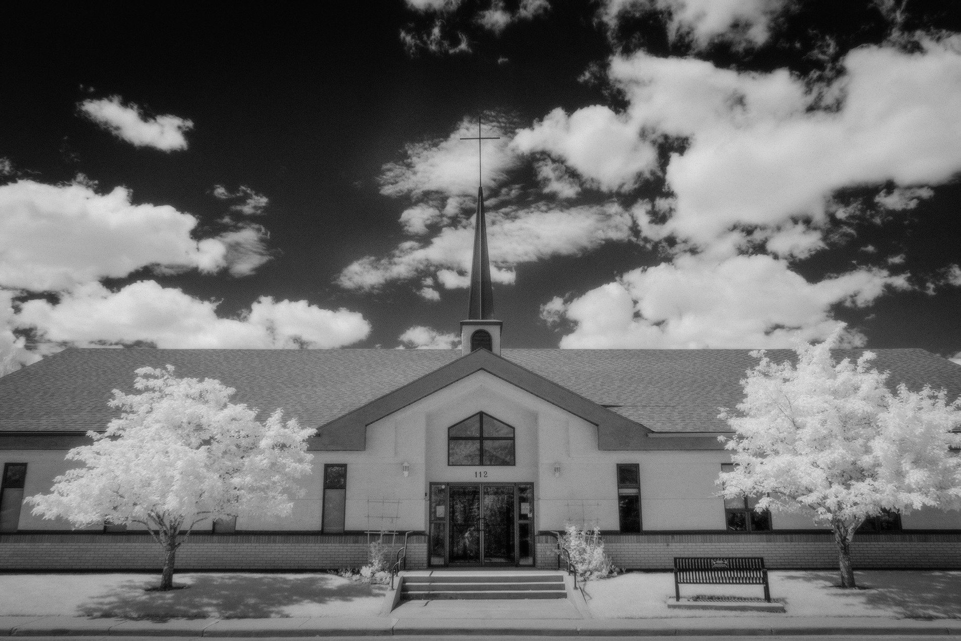 Lord of All Lutheran Church, Strathmore, AB, 2026-06-09 (B&W)