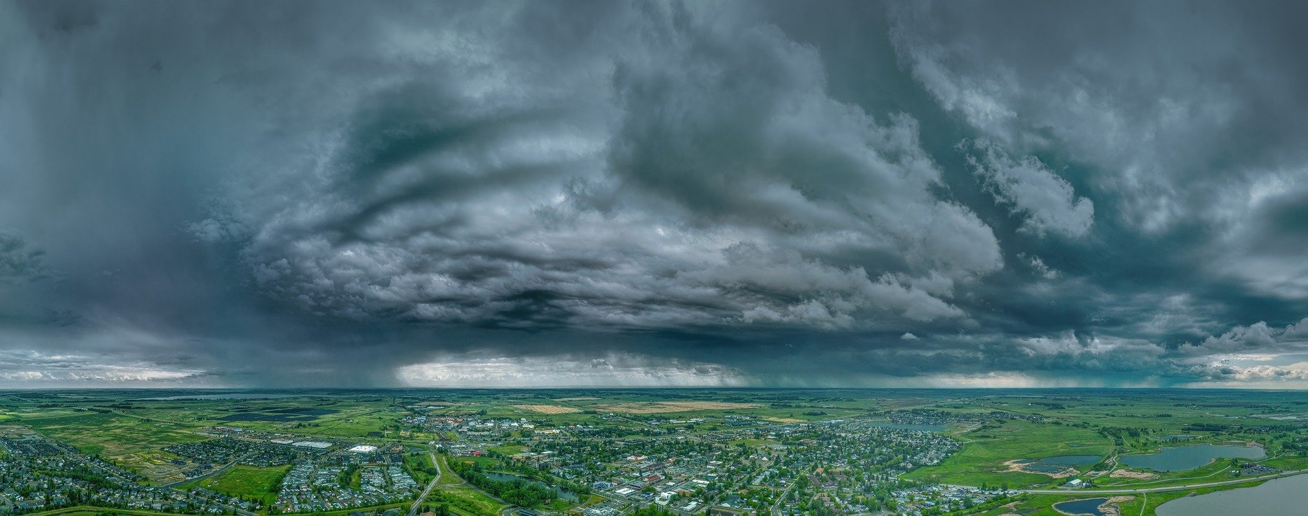 Stormy weather, Looking south west of Thomas Drive, Strathmore, AB, 2026-06-04