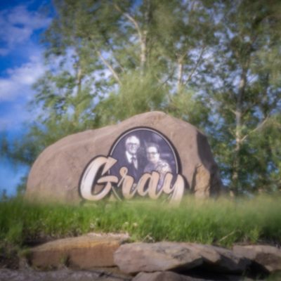Gray Park sign, Pinhole image, Strathmore, AB, 2026-06-20 (Square)