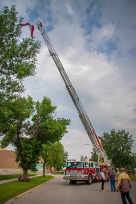 Ladder truck, Canada Day, Kinsmen Park, Strathmore, AB, 2026-07-01