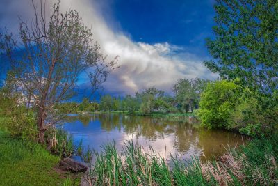 Surreal feel, Kinsmen Lake and departing storm, Strathmore, AB, 2026-06-16