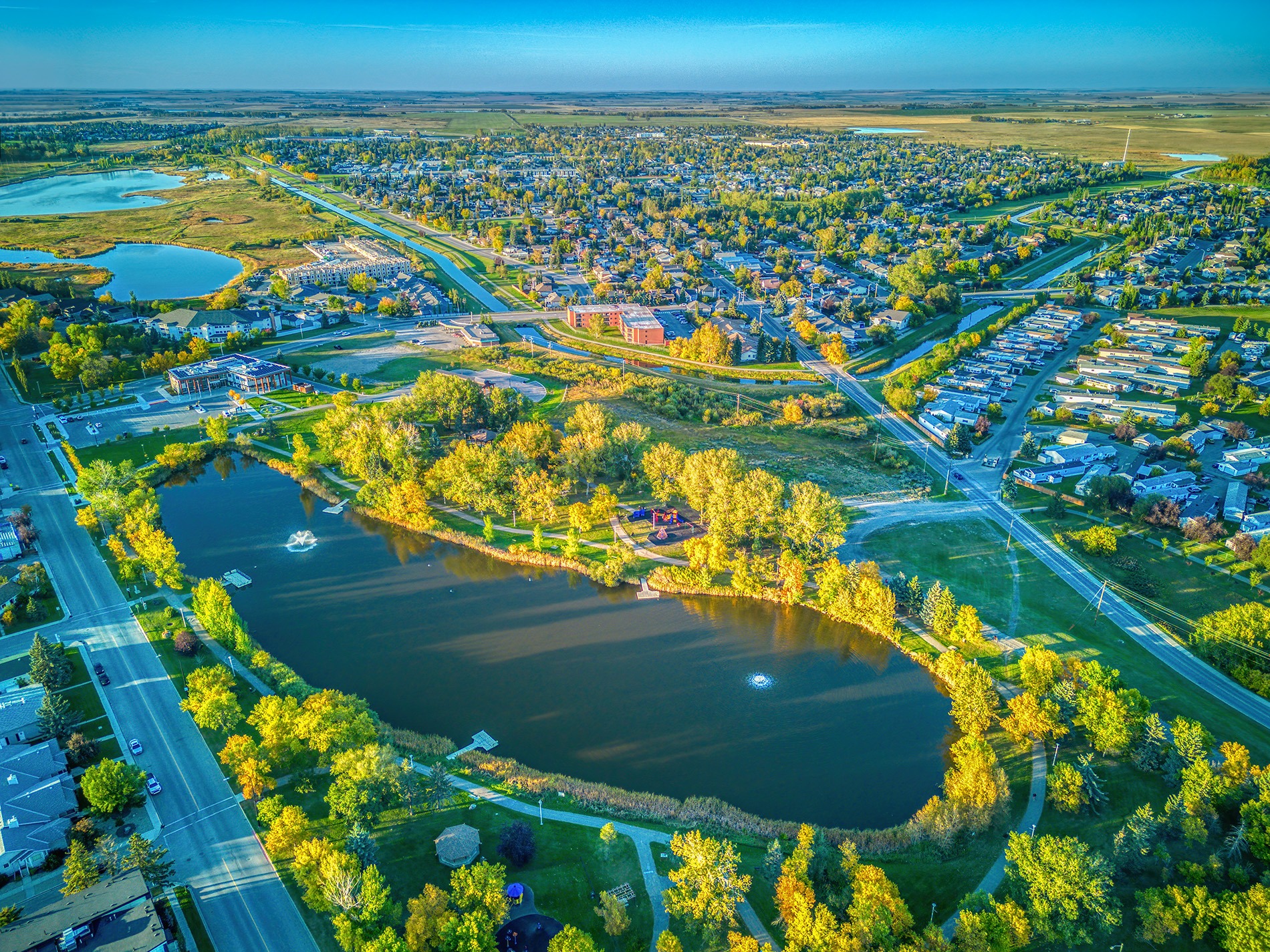 Birds eye view, Kinsmen Lake, Strathmore, AB, 2026-09-21
